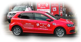 BT School of Motoring dual control tuition vehicle with instructor Richie Brophy